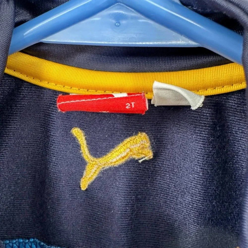 Puma size 2T toddler zip‎ up track jacket blue yellow black full zip